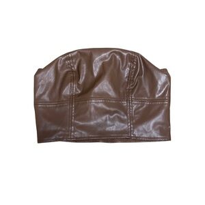 SHEIN Brown Faux Leather Tube Top